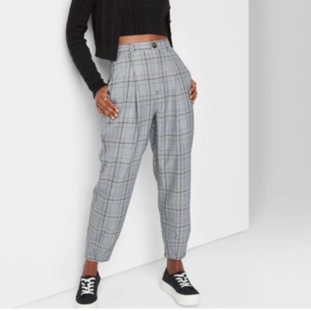 Wild Fable High-Rise Plaid Pleated Tapered Pants